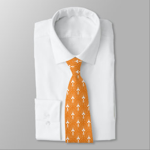 Gravata Padrão de arte-deco branco e laranja