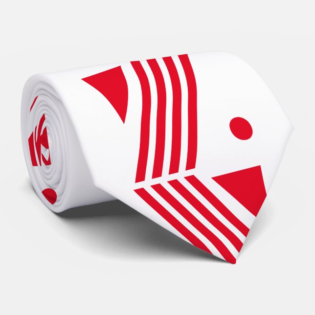 Gravata padrão de arte deco em vermelho branco festivo (Rolled)
