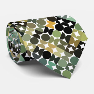 Gravata Padrão de arte em círculos bege taupe verde oliva