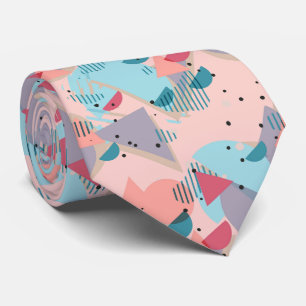 Gravata Padrão de Arte em Mosaico Geométrico Retro Moderno
