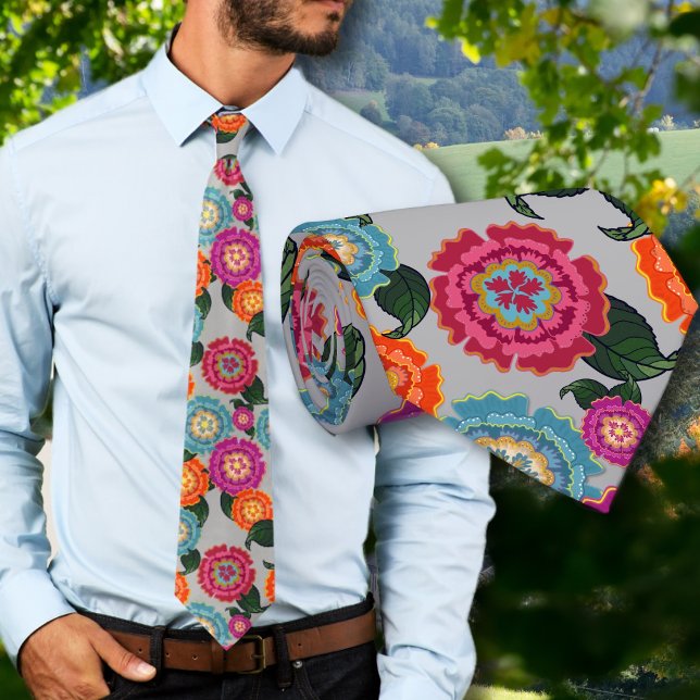 Gravata Padrão de Arte Floral Chintz Meadow (Criador carregado)