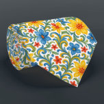 Gravata Padrão de Arte Floral Folhas Coloridas Sicilianas<br><div class="desc">Esta gravata mediterrânea italiana lindamente arranjada exibe um vibrante padrão floral e de folhas em amarelo,  laranja,  azul,  vermelho e verde. Seu design distinto e elegante torna-a ideal para o empresário profissional e sofisticado,  combinando moda e tendência.</div>