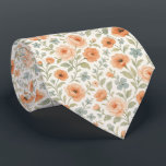 Gravata Padrão de Arte Floral Francesa de Chique Bonito<br><div class="desc">Esta gravata única apresenta um charmoso e contemporâneo padrão de chique francês. Mostra um design floral botânico com rosas de laranja de coral pastel, flores azuis de ardósia clara, e folhas verdes de sábio colocadas sobre um fundo branco nítido. Essa gravata distintiva e na moda é perfeita para o empresário...</div>