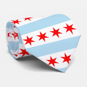 Gravata Padrão de Bandeiras e Estrelas de Chicago