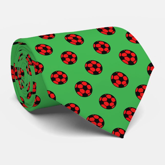 Gravata Padrão de Bola de Futebol Vermelha (Rolled)
