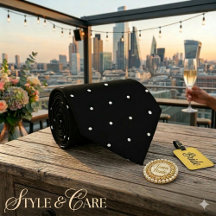 Padrão de Bolinhas Brancas Clássico Preto Formal