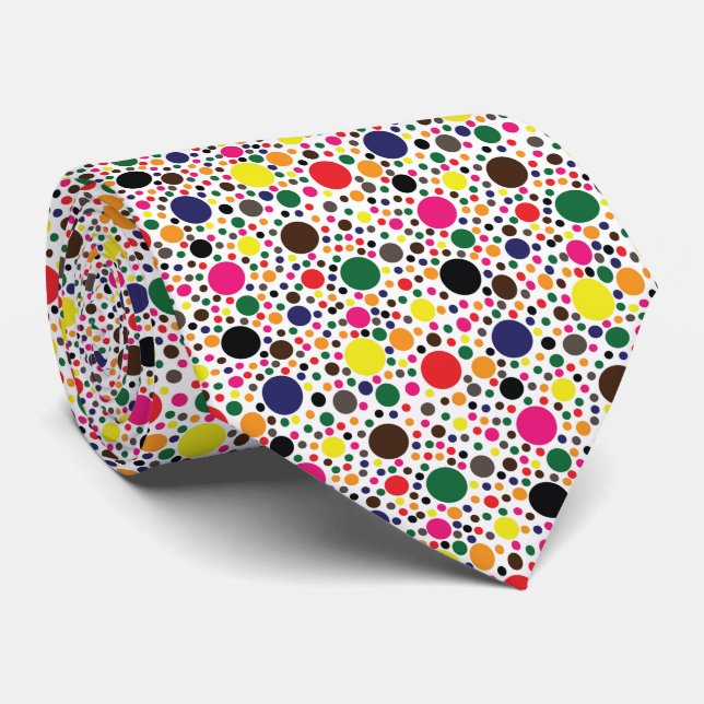 Gravata Padrão de bolinhas multicolorido (Rolled)