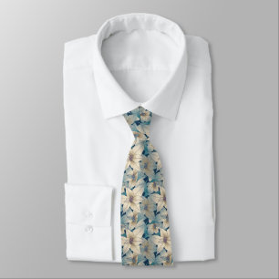 Gravata Padrão de Buquê Floral da Flor Branca Elegante