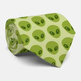 Gravata Padrão de Cabeças de Alienígena Verde