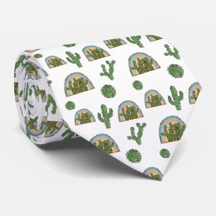 Gravata Padrão de Cactus Boho Aquarela