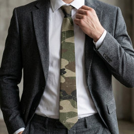 Gravata Padrão de Camuflagem Militar Retro