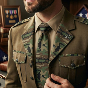 Gravata Padrão de Camuflagem Militar Woodland