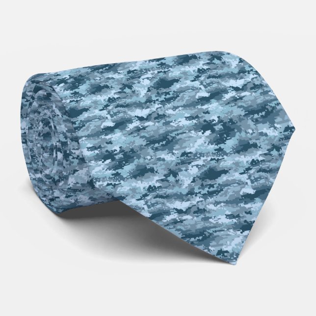 Gravata Padrão de camuflagem pixelada militar azul (Rolled)