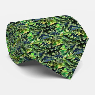 Gravata Padrão de Camuflagem Verde e Azul