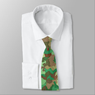 Gravata Padrão de Camuflagem, Verde, Marrom e Banho