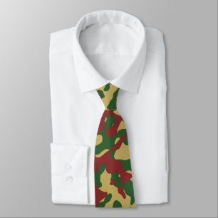 Gravata Padrão de Camuflagem Vermelha, Verde e bege
