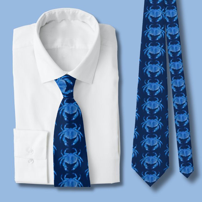 Gravata Padrão de Caranguejo Azul (navy blue crab tie)