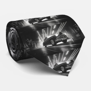 Gravata Padrão de Carro vintage preto e branco