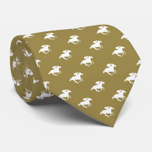 Gravata Padrão de Cavalos de Raça Gráfico Dourado