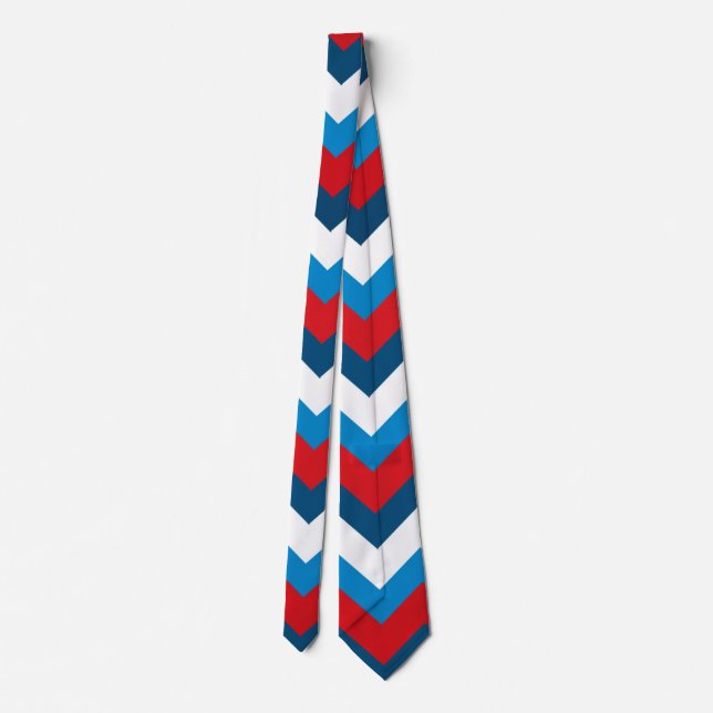 Gravata Padrão de chevron vermelho branco e azul (Verso)