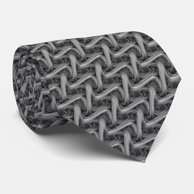 Gravata Padrão de Cinza de Prata Negra Clássica Elegante (Rolled)