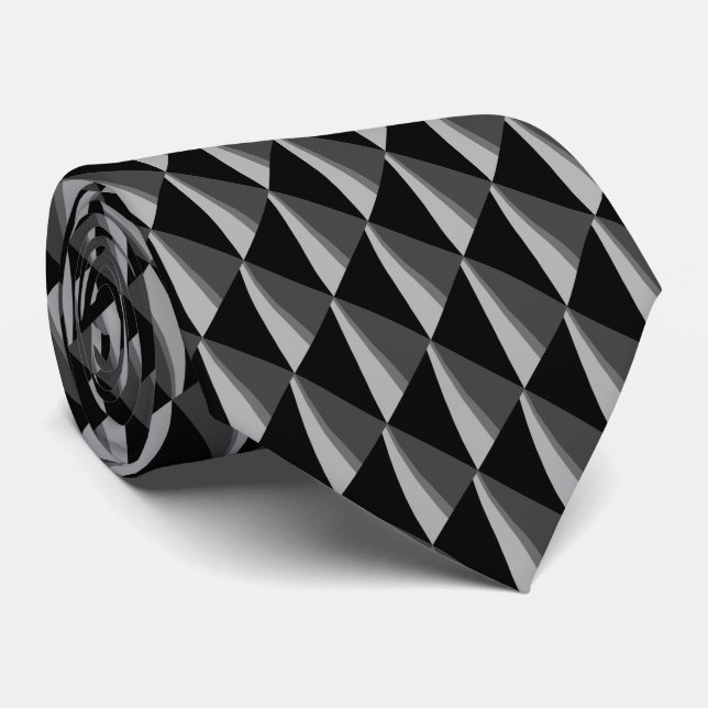 Gravata Padrão de Cinza na moda Black White (Rolled)