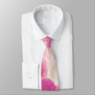 Gravata Padrão de Círculo de Renda Floral Abstrata Rosa
