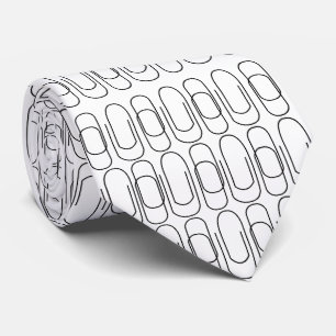 Gravata Padrão de clipe de papel preto e branco