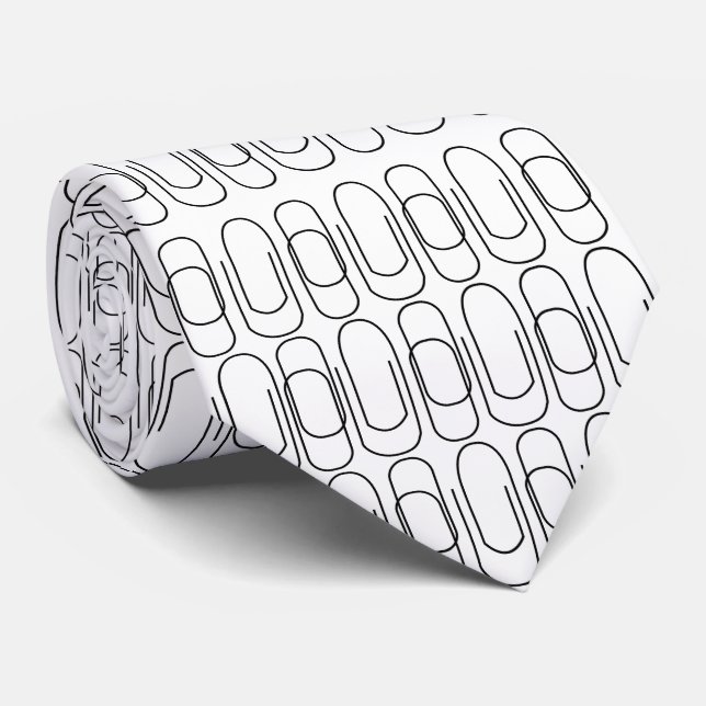 Gravata Padrão de clipe de papel preto e branco (Rolled)