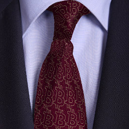Gravata Padrão de Contorno do Símbolo Bitmoney Burgundy