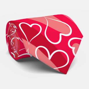 Gravata Padrão de Coração Rosa Vermelho