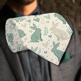 Gravata Padrão de Corações com Silhuetas da Simple Bunny V