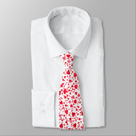 Gravata Padrão de Corações de Confetti Vermelho