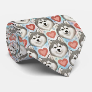 Gravata Padrão de Corações de São Valentão do Malamute do 
