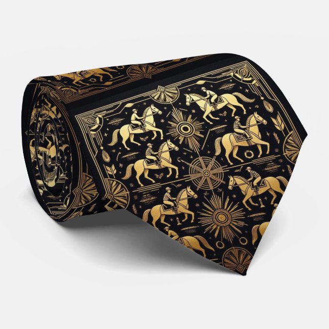 Gravata Padrão de corrida de cavalos Art Deco Kentucky Der (Rolled)