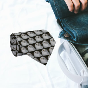 Gravata Padrão de Coruja Branca de Neve