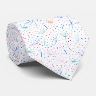 Gravata Padrão de dentes-de-leão multicolorido em fundo br