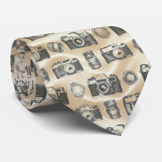 Gravata Padrão de Desenho de Câmera Antiga (Rolled)