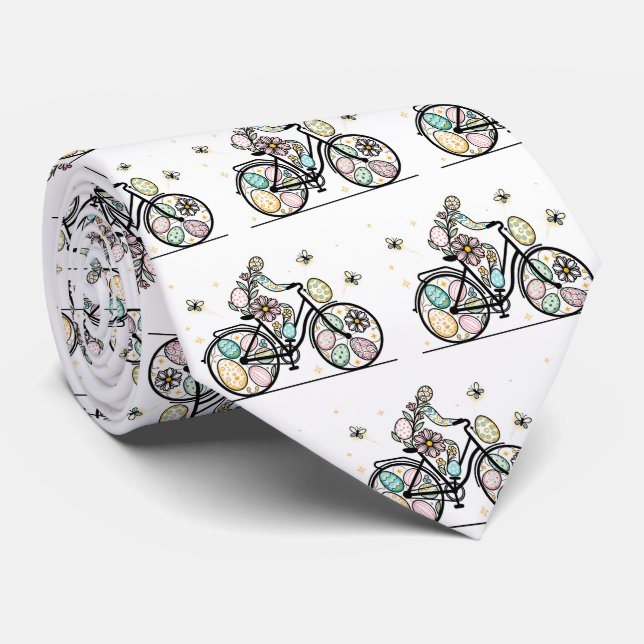 Gravata Padrão de Design de Bicicleta de Páscoa (Rolled)