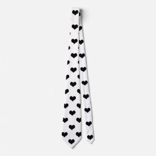 Gravata Padrão de design de coração de amor branco e preto