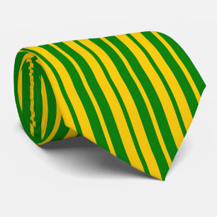 Gravata Padrão de Design de Listras Elegantes Verde Amarel