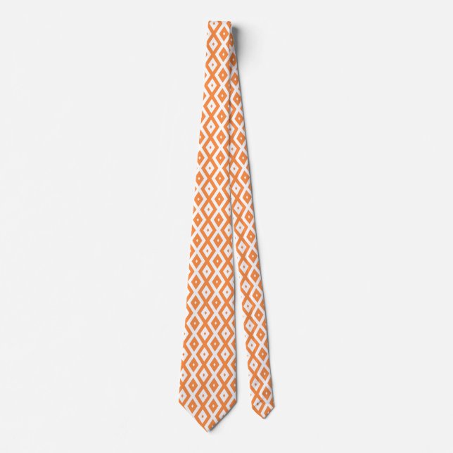 Gravata Padrão de diamante branco e laranja (Frente)