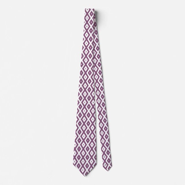 Gravata Padrão de diamante branco e Mauve (Frente)