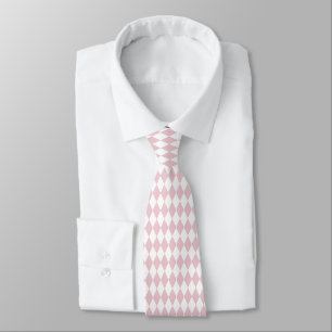 Gravata Padrão de diamante branco e rosa macio Lozenge