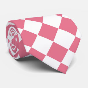 Gravata Padrão de Diamante do Verificador Branco Rosa