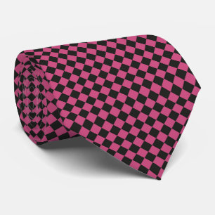 Gravata Padrão de Diamante do Verificador Preto Rosa