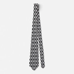Gravata Padrão de diamante preto e branco