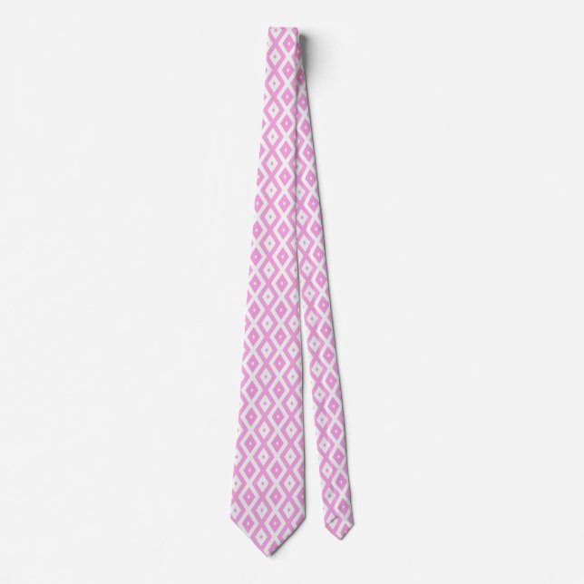Gravata Padrão de diamante rosa e branco (Frente)