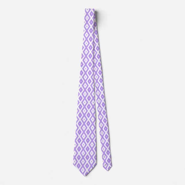 Gravata Padrão de diamante roxo e branco (Frente)