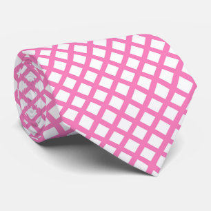 Gravata Padrão de diamante xadrez rosa e branco